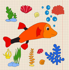 vector, fish cartoon