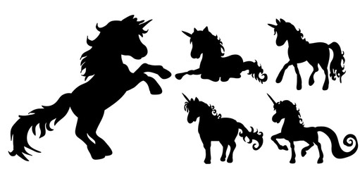 vector, unicorn silhouette set © zolotons