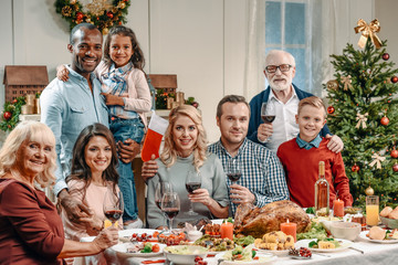 Fototapeta na wymiar large family celebrating christmas