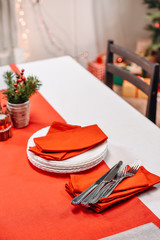 christmas table with tableware