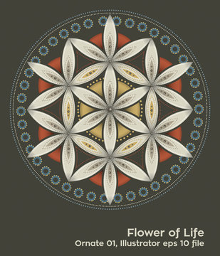 buddhism chakra illustration: Flower of Life Ornate