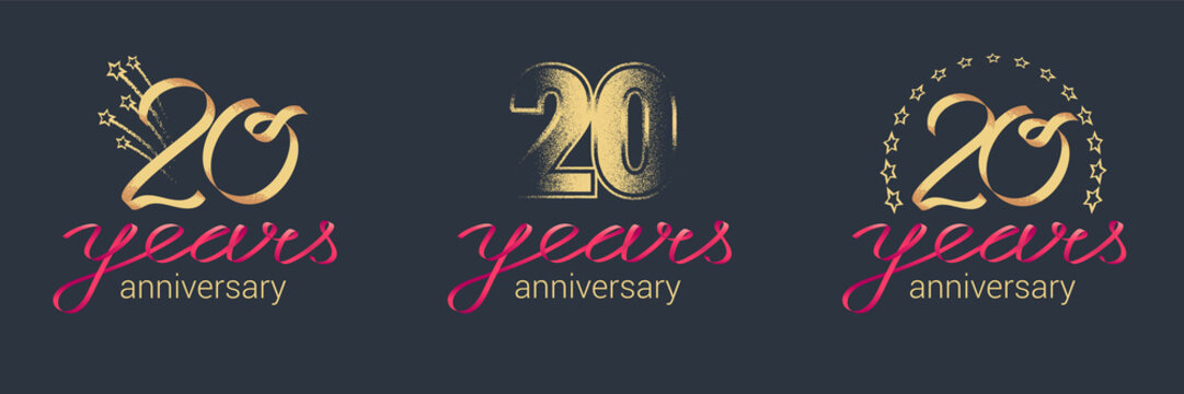 20 Years Anniversary Vector Icon, Logo Set