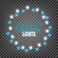 Christmas lights. Realistic design elements for Xmas. Glowing lights for winter holidays. Shiny garlands for Christmas and New Year