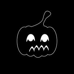 Pumpkin Icon Symbol Design. Vector illustration of pumpkin isolated on black background. Pumpkin face for autumn or halloween composition.