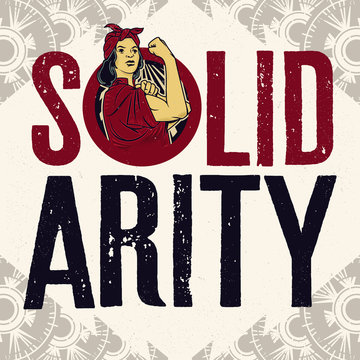 Women Solidarity Sign Logo. Vintage propaganda poster and elements. Isolated artwork object. Suitable for and any print media need.