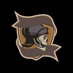 skull with helmet vector illustration