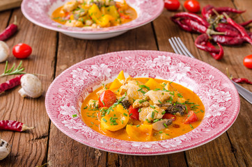 Chicken curry vegetable delish food