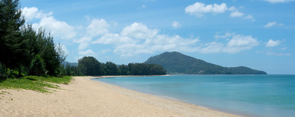 Beautiful tropical beach with sea view, clean water and blue sky