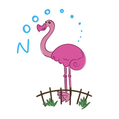 Illustration of doodle cute flamingo, hand drawn graphic