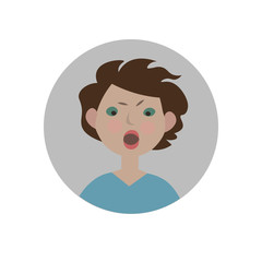 Indignant emoticon. Scandalized expression icon. Isolated vector illustration