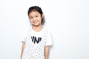 Portrait beautiful of happy long hair child little girl asian