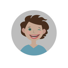 Winking emoji. Playful emoticon. Hinting smiley. Flirt exspression. Isolated vector illustration.