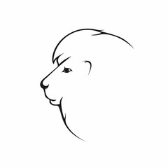 Lion head. Vector lion icon in side view