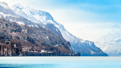 lake with mountain in background. lake in mountains