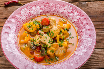 Chicken curry vegetable delish food