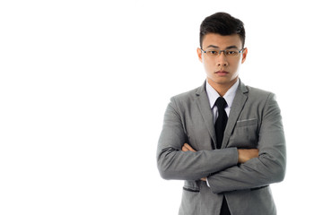 Portrait of a business man with glasses. Isolated on white background