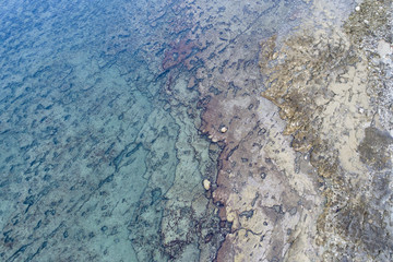 aerial view of stone coast in croatia in summer