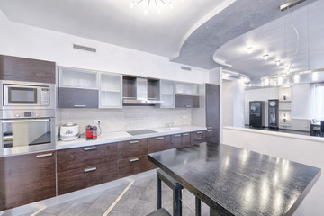 
The interior of the kitchen.