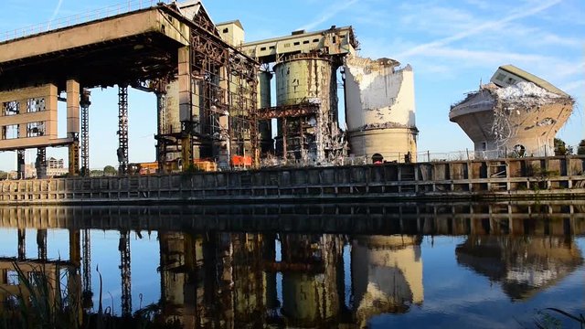 Industrial chemical plant in the process of demolition that produced soda ash. Brunner Mond, Winnington, Northwich, Cheshire, UK