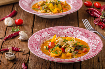 Chicken curry vegetable delish food