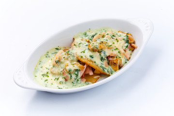 roasted potato pancakes with fish