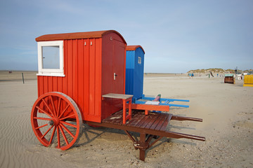 Umkleiden am Strand von Borkum, Deutschland