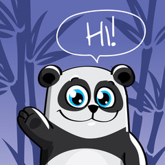 Vector illustration of cartoon panda. Hi