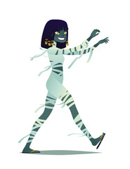 Mummy girl. Cute young woman in style of Undead Monster going for Halloween party. Vector.