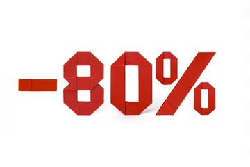 Origami text of discount sale 80 percent