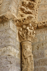 Detail of portico of Santiago church, Carrion de los Condes, Palencia province, Spain