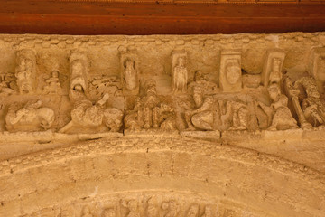 Detail of the Portico of Romanesque church of Santa Maria, Carrion de los Condes, Spain