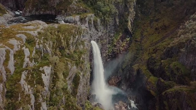 M&aring;nafossen, Maan waterfall - Aerial shot