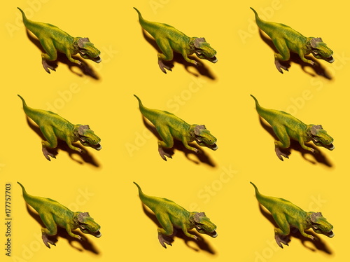 Dinosaur Tyrannosaurus Rex On A Yellow Background In Flat