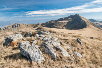 Landscape of Macedonian mountains on sunny day