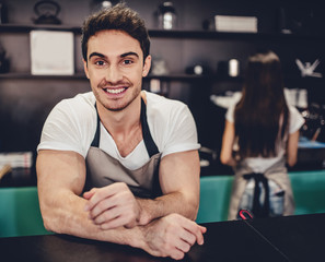 Barista in cafe