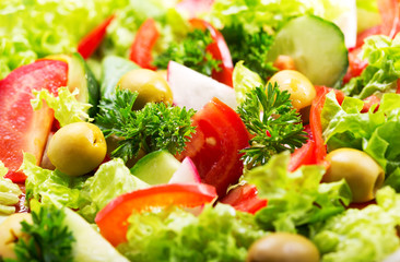 fresh salad with vegetables and greens