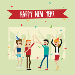 Party happy new year people and celebrating holidays vector illustration