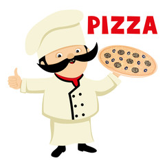 Chef with pizza.