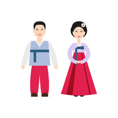 Korean National Costumes icon on the white background.