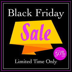 Black friday sale.  Sale discount background for store, online shop. 50% off discount promotion sale.