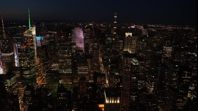 Night view over New York City.