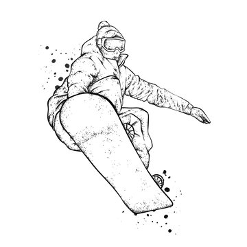 Snowboarding Freestyle Speed Line Drawing Sketch, Hand drawn Vector Outline  Artwork Stock Vector Image & Art - Alamy