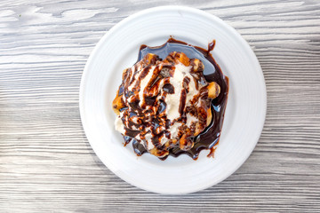 delicious Waffle with fresh cream