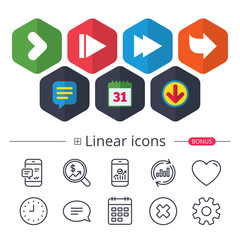 Arrow icons. Next navigation signs symbols.