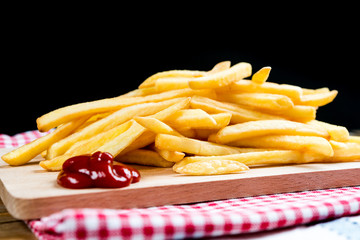 Golden French fries potatoes ready to be eaten