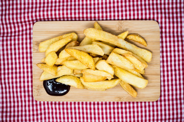 Golden French fries potatoes ready to be eaten