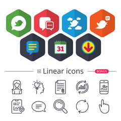 Birds icons. Social media speech bubble.