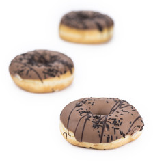 Donuts isolated on white (close-up shot)