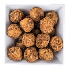 Meatballs isolated on white background (selective focus; close-up shot)