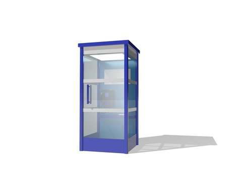 Phone booth. Isolated on white background. 3D rendering illustration.